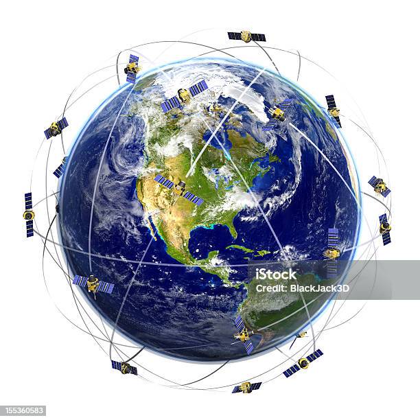 Satélite De Rede - Fotografias de stock e mais imagens de Satélite - Satélite, Imagem de Satélite, Globo terrestre