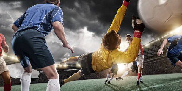 istock Goalkeeper in Mid Air Dive 155360611