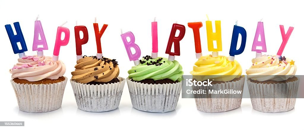 Cupcakes di buon compleanno - Foto stock royalty-free di Compleanno