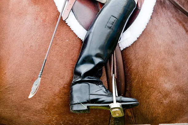 Riding Boot in the stirrup in Horse Competition