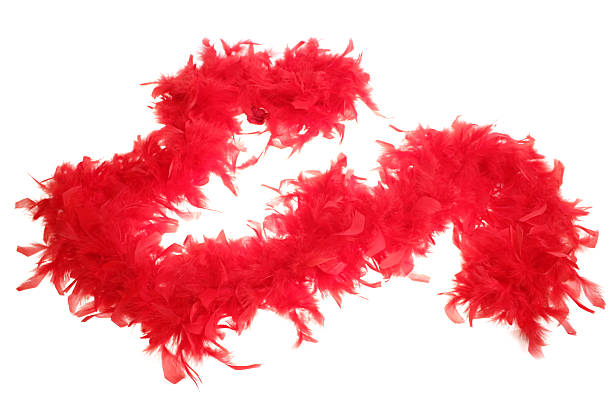 boa de plumes sur blanc rouge - feather boa feather isolated red photos et images de collection