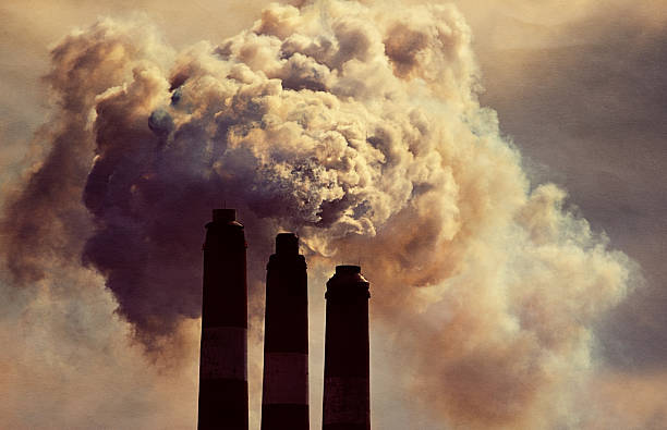 smokestack - global warming power station smoke stack coal 뉴스 사진 이미지