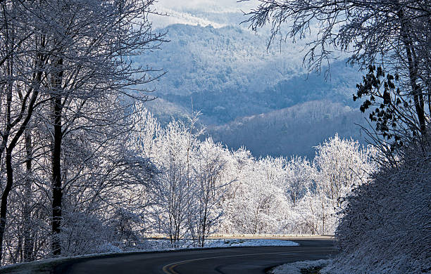 smoky mountains winter, panorama - newfound gap stock-fotos und bilder