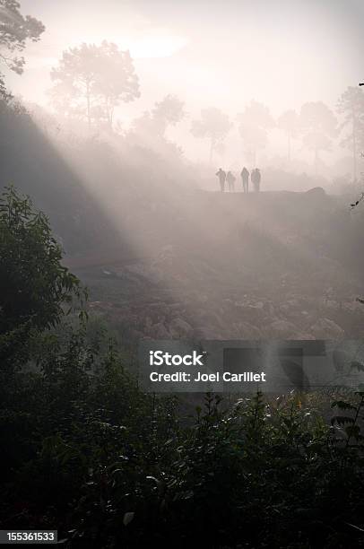 Hikers In Mist On Threeday Trek Near Kalaw Myanmar Stock Photo - Download Image Now