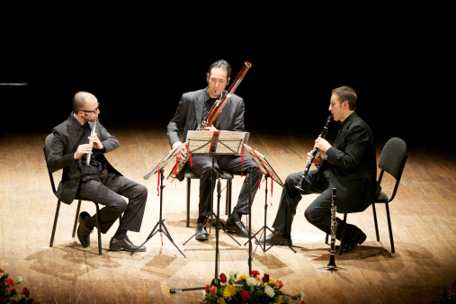 Musical trio composed of flautist, bassoonist and clarinetist in a italian classical theatre during a concert http://www.massimomerlini.it/is/music.jpg http://www.massimomerlini.it/is/lifestyles.jpg