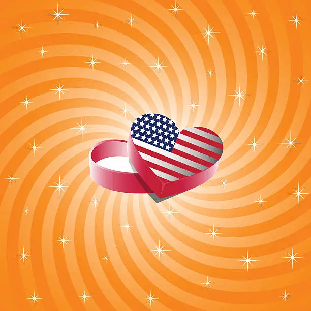 Vector illustration of USA Patriotic Gift Box