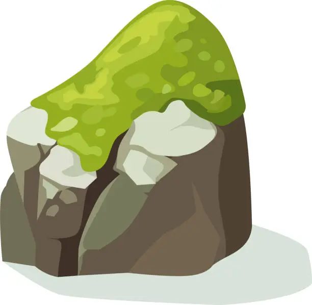 Vector illustration of elements_old_gray_stones_moss