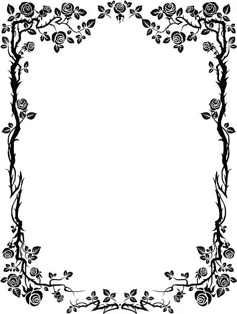 Vector illustration of Ornamental frame with roses