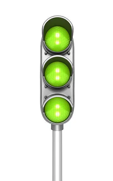 Green traffic lights. 3d render.