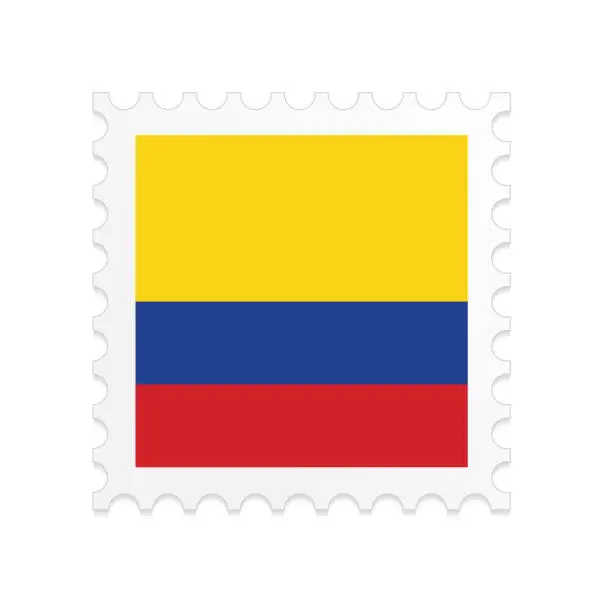 Vector illustration of Colombia flag postage stamp on white background