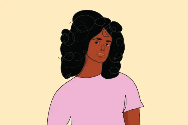 Vector illustration of Afro-American woman with beautiful hair