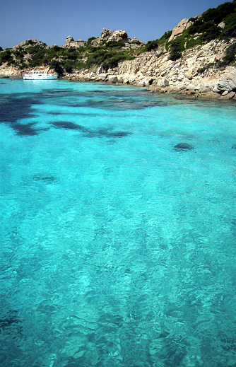 analogue photo of the beach on the island of Spargi, in Sardinia