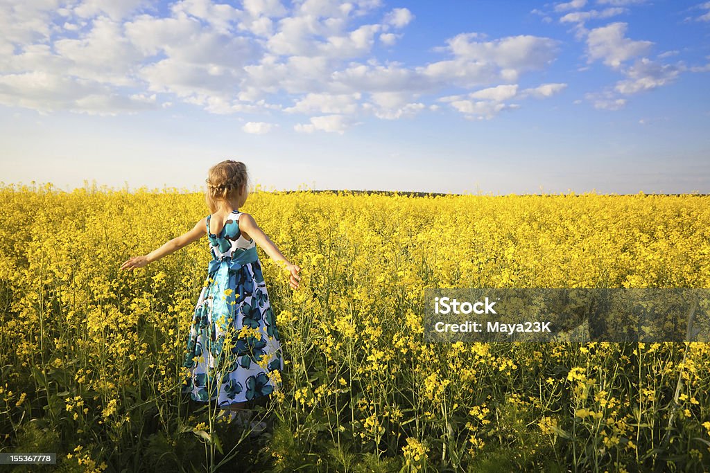 Menina no campo de colza - Royalty-free Amarelo Foto de stock