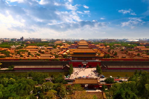 Forbidden city aerial view,magnificent cncient architecture.