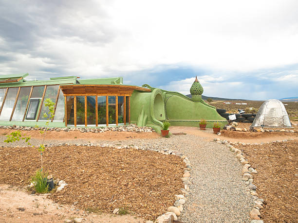earthship visitors centre stock photo