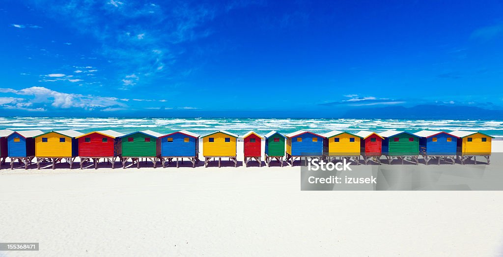 Beach Huts Brightly painted beach huts in Muizenberg Cape Town, South Africa Muizenberg Stock Photo