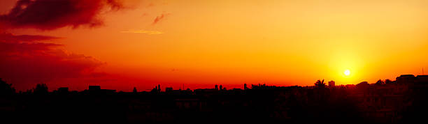 Red clouds at sunrise in February