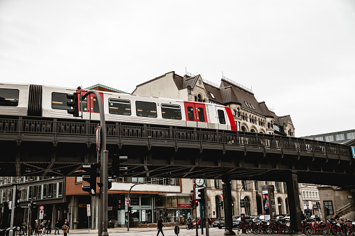 Hamburg trains and stations - U-Bahn - Metro system - On a rainy day - Stock Photo