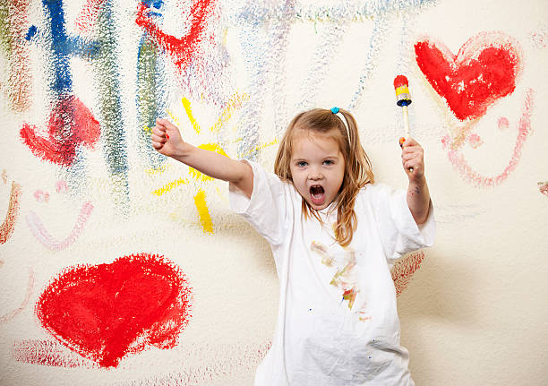 istock Wild little artist painting the wall 155368635