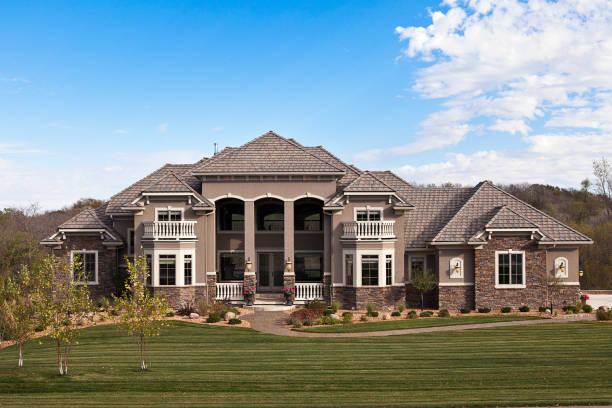 Luxury estate home in the late afternoon sun.