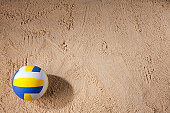 Beach volleyball sitting on the sand