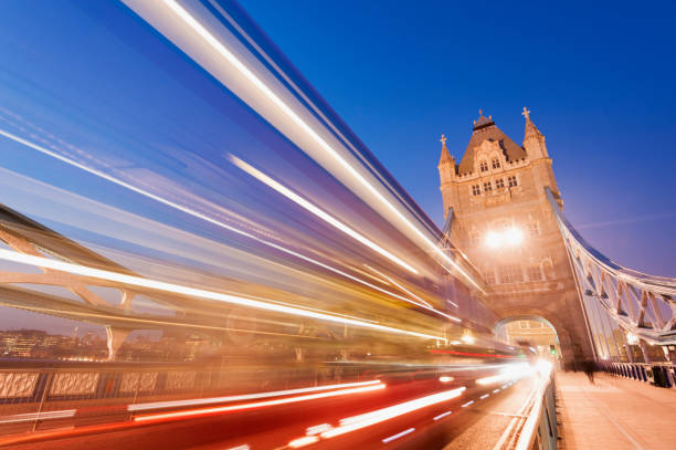 istock Tower Bridge with Blurred Traffic in London UK 155369144