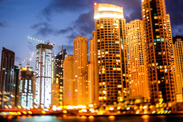 istock Skyscrapers Illuminated, Tilt Shift Lens, Dubai Marina 155369145