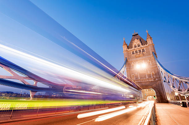 istock Tower Bridge with Blurred Traffic in London UK 155369161