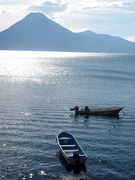 Atitlan lake, and volcano.