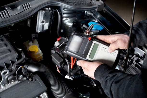 istock Checking the battery and electrical system of a car 155369291