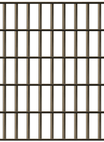 Jail Cell Bars on white.