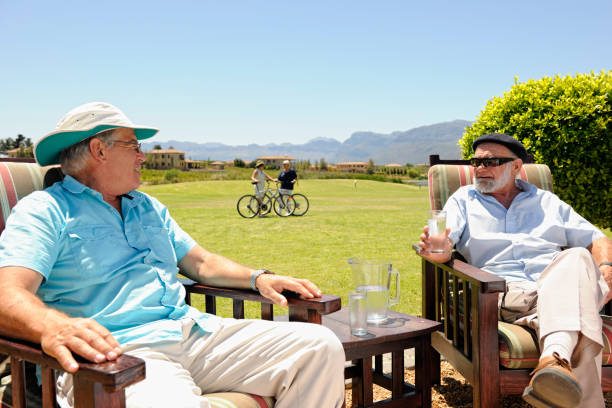 istock Happy Pensioners Spending Time in Upscale Resort 155369495