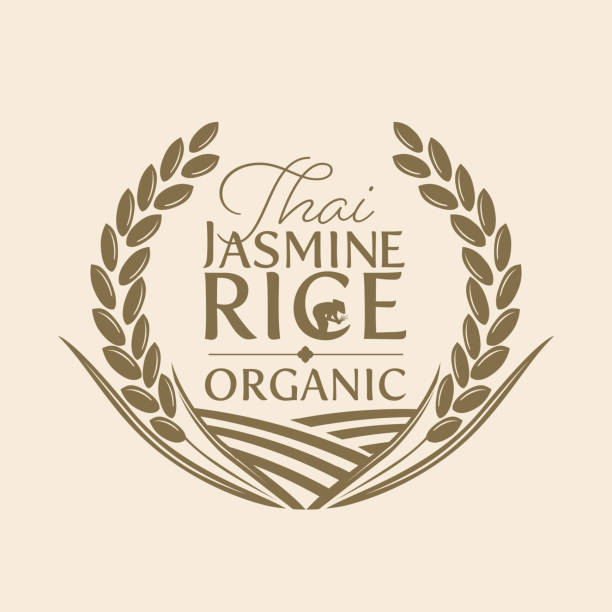 paddy rice logo vector design paddy rice premium organic natural product banner logo vector design rice4 stock illustrations