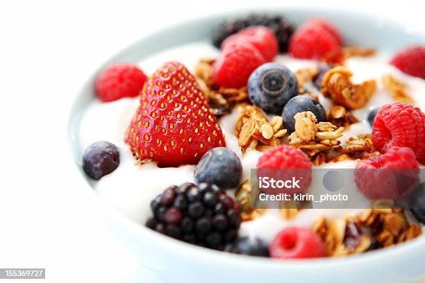 Fresh Fruit And Yogurt Parfait Stock Photo - Download Image Now - Yogurt, Strawberry, Parfait