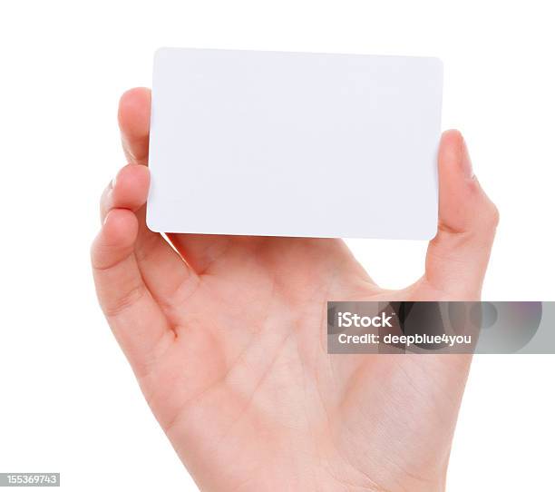 Foto de Em Branco Cartão Em Branco Na Mão Feminina e mais fotos de stock de Mão humana - Mão humana, De Mãos Dadas, Cartão de Presente