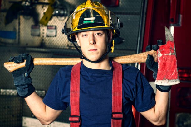 Firefighter Cadet stock photo