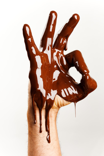 Chocolate coated hand