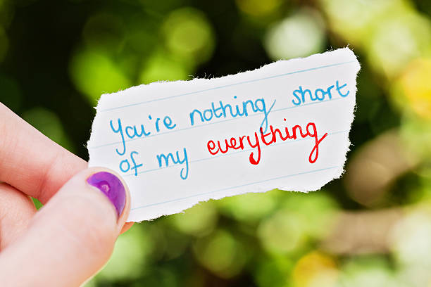 istock Hand holds romantic hand-drawn message: you're everything.. 155370643