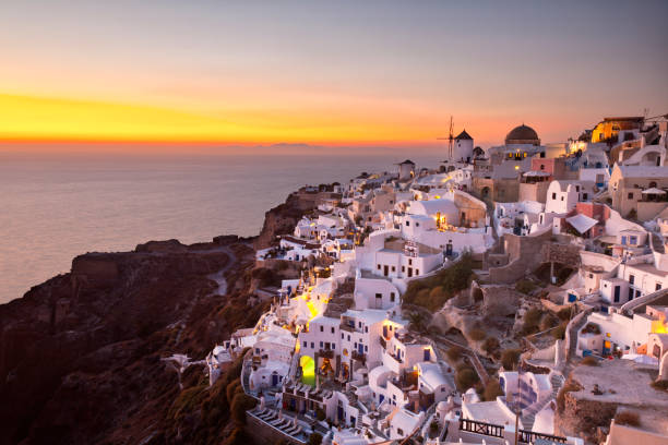 istock Oía Windmills At Dusk, Santorini 155370698