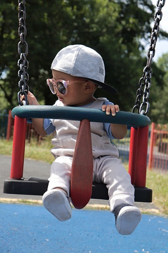 Little boy playing in the playground