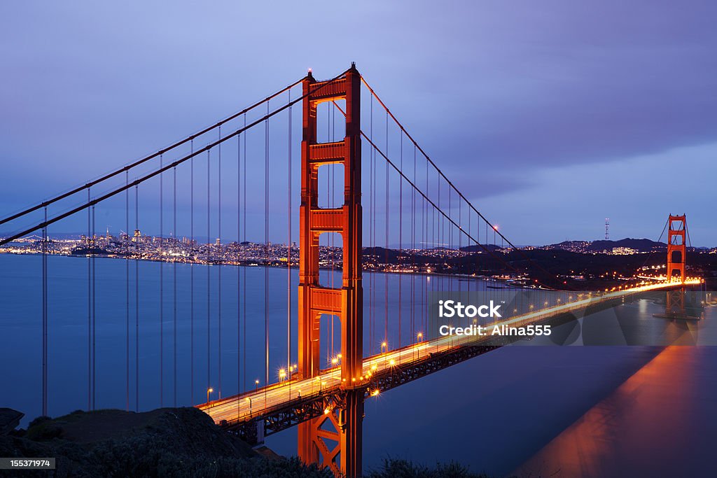 São Francisco, ponte Golden Gate no pôr-do-sol - Foto de stock de Golden Gate Bridge royalty-free