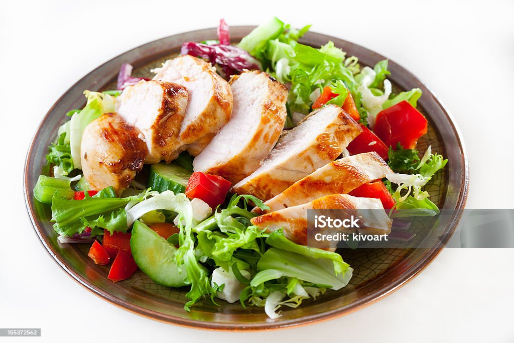 구운 닭 가슴살 - 로열티 프리 닭고기 샐러드 스톡 사진
