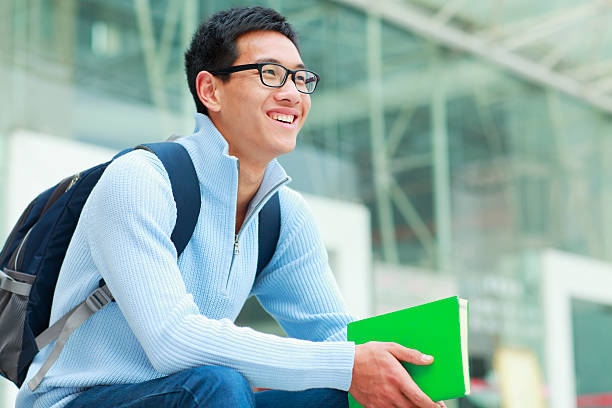 one male college student in campus