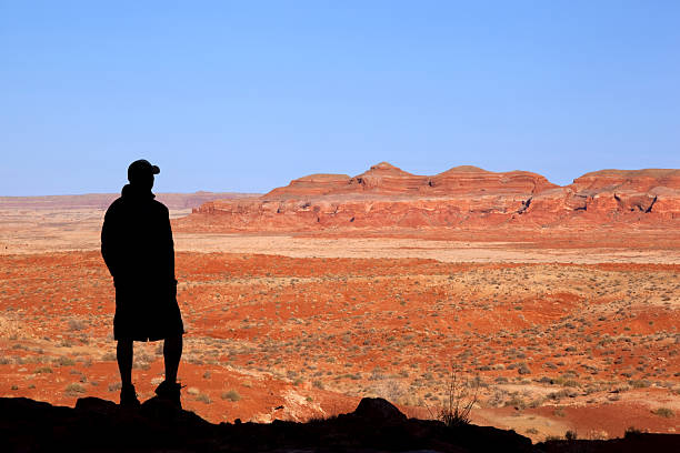 badlands silhouette homme paysage - sonoran desert desert badlands mesa photos et images de collection