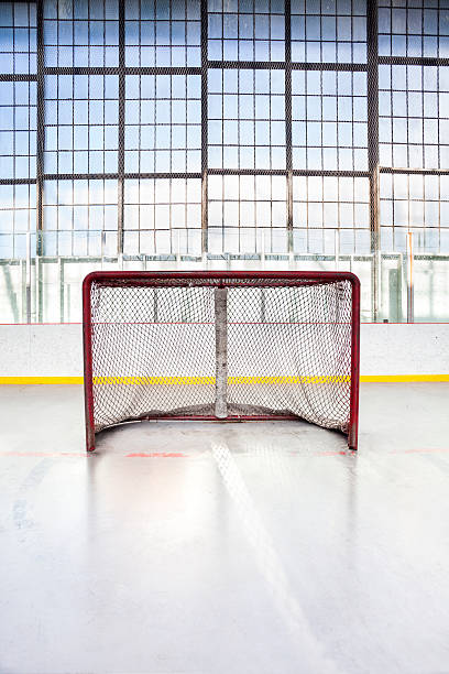 istock Ice hockey net in an arena 155372929