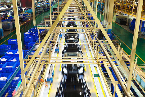 Final assembly line of car factory stock photo