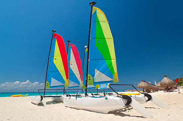 istock Catamarans on the Caribbean beach 155373162