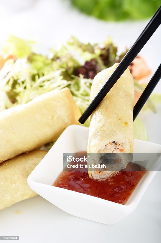 Deep fried spring roll Deep fried spring roll with sweet chili sauce. Chinese Food Stock Photo