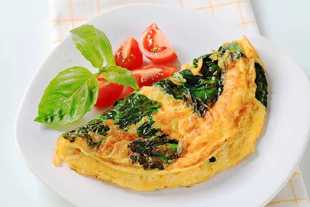 Omelette with cheese and spinach