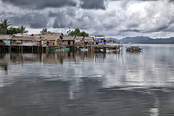 Traditional Philippine village on the water, Puerto Princesa, Palawan Island, Philippines